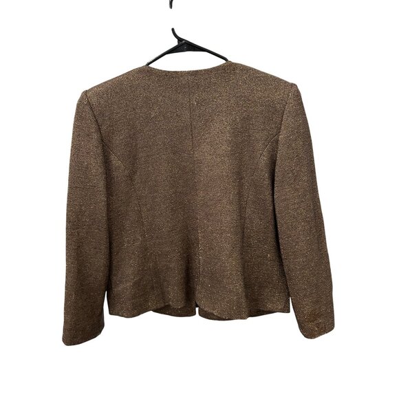 Brown Tweed Womens Blazer Jacket Lined Open Front Size M - Picture 2 of 6